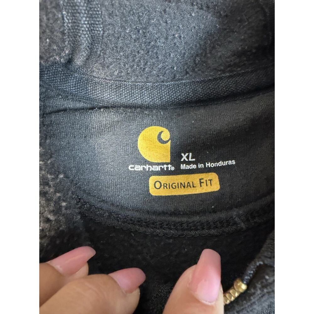 Carhartt Hoodie Mens XL Black Full Zip Hooded Pockets Heavyweight Lined Logo - Picture 3 of 11